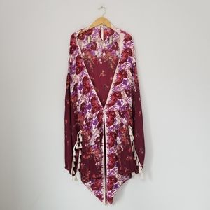 Free People Bali Bloom Wrapped Tassel Kimono